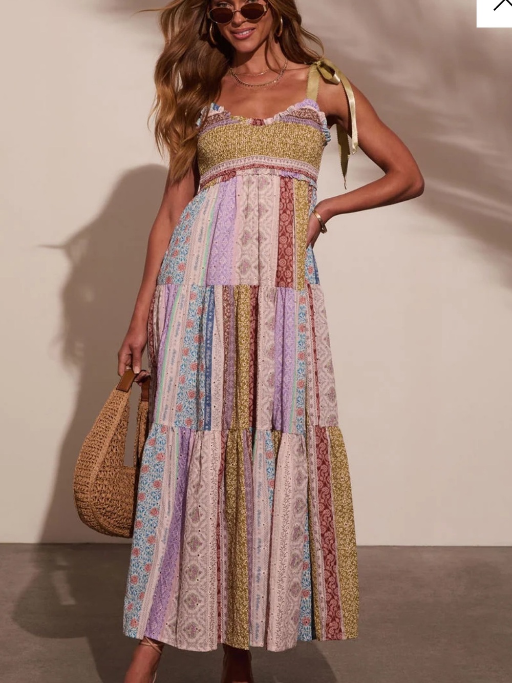 Sweet Spring Patchwork Maxi Dress size medium